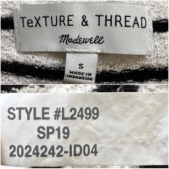 Madewell Texture & Thread Short-Sleeve Wrap Top in Stripe Black White S - Picture 9 of 12